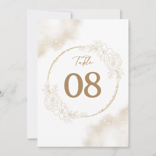 Wit Goud Bloemen Elegante Trouwtafel Nummers (Voorkant)