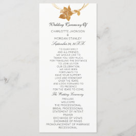 Wit Goud Bloemen Evenement Trouwprogramma Officiee Programmakaart