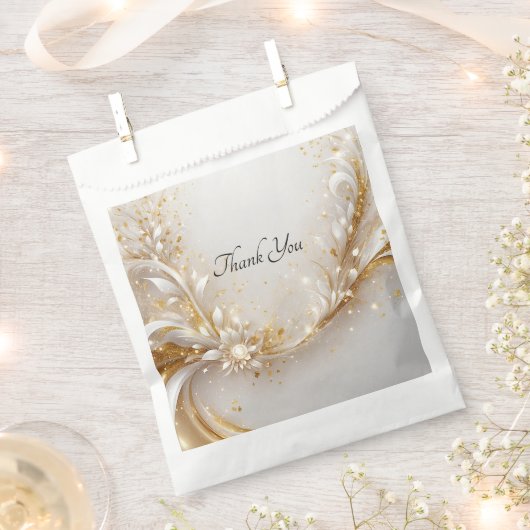 Wit Goud Bloemen Favor Bag Bedankzakje (Geknipt)
