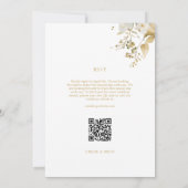 Wit & Goud Bloemen Foliage Waterverf Bruiloft QR Kaart (Achterkant)