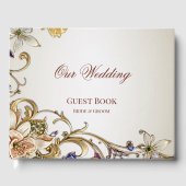 Wit Goud Bloemen Gastenboek (Voorkant)