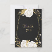 Wit Goud Bloemen Geometrisch Zwart Dank u Kaart (Voorkant)
