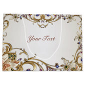 Wit Goud Bloemen Gift Bag Groot Cadeauzakje (Achterkant)