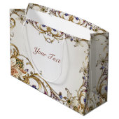 Wit Goud Bloemen Gift Bag Groot Cadeauzakje (Achterkant Gekanteld)