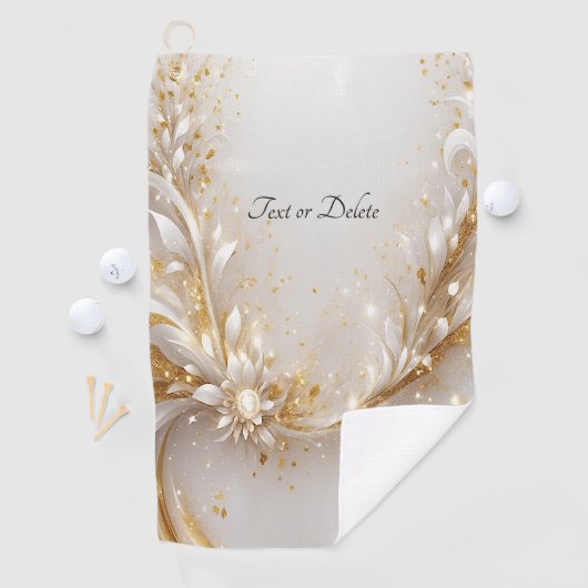 Wit Goud Bloemen Golf Handdoek (Insitu)