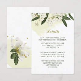 Wit & Goud Bloemen Groene bladeren Details Informatiekaartje