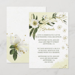 Wit & Goud Bloemen Groene bladeren Details Informatiekaartje