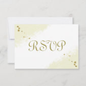 Wit & Goud Bloemen Groene bladeren RSVP Kaartje (Achterkant)