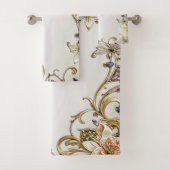 Wit Goud Bloemen Handdoek Set (Insitu)