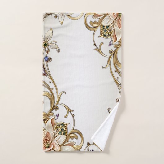 Wit Goud Bloemen Handdoek Set (Handdoek)