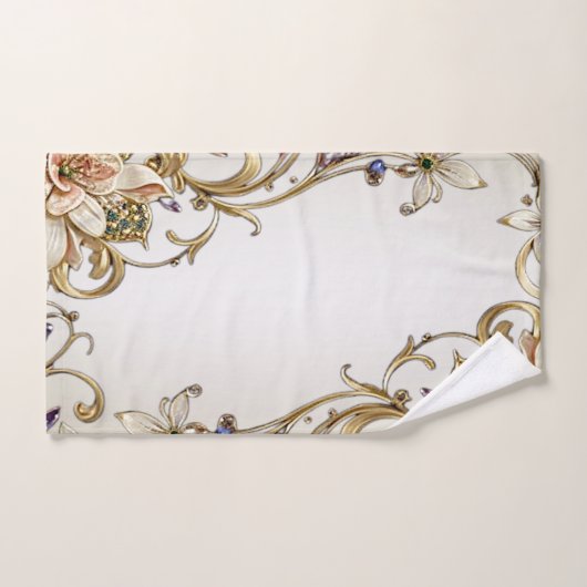 Wit Goud Bloemen Handdoek Set (Handdoek)