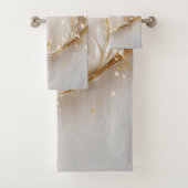 Wit Goud Bloemen Handdoek Set (Insitu)