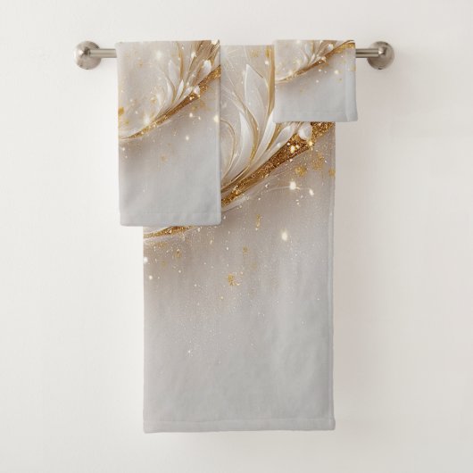 Wit Goud Bloemen Handdoek Set (Insitu)