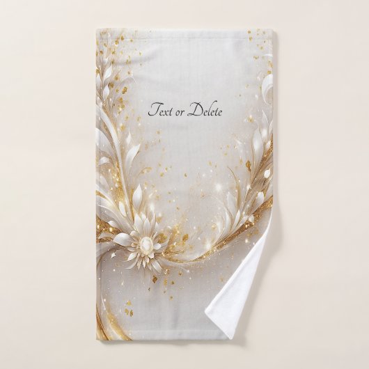 Wit Goud Bloemen Handdoek Set (Handdoek)