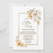 Wit Goud Bloemen Huwelijk Na Feest Kaart (Voorkant)
