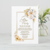 Wit Goud Bloemen Huwelijk Na Feest Kaart (Staand voorkant)