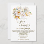 Wit Goud Bloemen Huwelijk Na Feest Kaart (Voorkant)