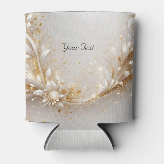 Wit Goud Bloemen Huwelijksgunst Koelbox Blikjeskoeler (Voorkant)
