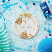 Wit Goud Bloemen Krans Bruiloft Bruids Anniversar Papieren Bordje (Feest)