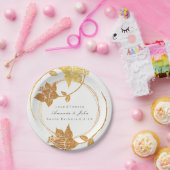 Wit Goud Bloemen Krans Bruiloft Bruids Anniversar Papieren Bordje (Feest)