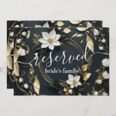 Wit Goud Bloemen Krans Bruiloft Gereserveerd teken (Voorkant / Achterkant)