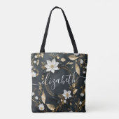 Wit & Goud Bloemen Krans Bruiloft Matron of Honor Tote Bag (Achterkant)