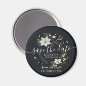 Wit Goud Bloemen Krans Bruiloft Save The Date Magneet (Voorkant / Achterkant)