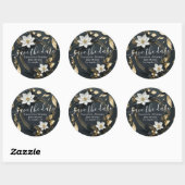 Wit Goud Bloemen Krans Bruiloft Save The Date Ronde Sticker (Vel)