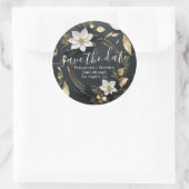 Wit Goud Bloemen Krans Bruiloft Save The Date Ronde Sticker (Tas)