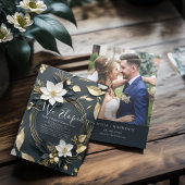 Wit Goud Bloemen Krans Foto Bruiloft Elopement Kaart