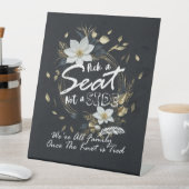 Wit Goud Bloemen Krans Open Zitting Trouwbord Reclamebord Met Voetstuk (Insitu)