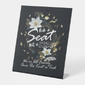 Wit Goud Bloemen Krans Open Zitting Trouwbord Reclamebord Met Voetstuk (Voorkant)