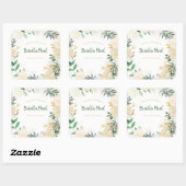 Wit Goud Bloemen Meisje Baby shower Bookplate Vierkante Sticker (Vel)