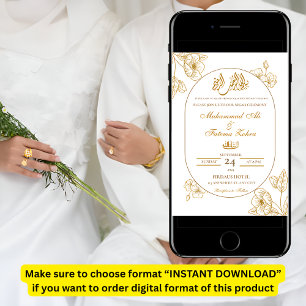 Wit Goud Bloemen Minimalistisch Elegant Modern Nik Kaart