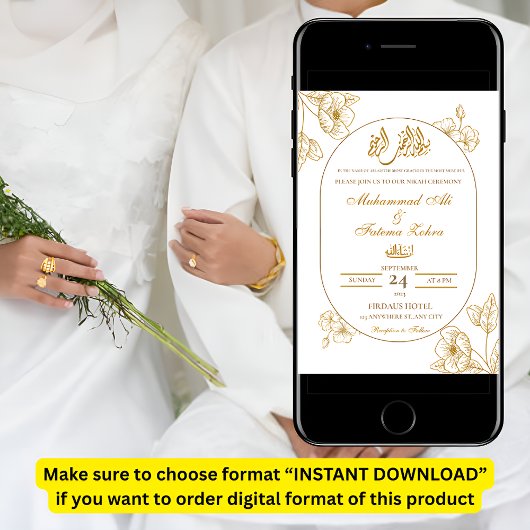 Wit Goud Bloemen Minimalistisch Elegant Modern Nik Kaart