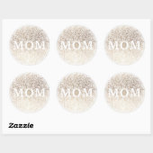 Wit Goud Bloemen MOM Formele Elegante Moederdag Ronde Sticker (Vel)