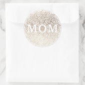 Wit Goud Bloemen MOM Formele Elegante Moederdag Ronde Sticker (Tas)