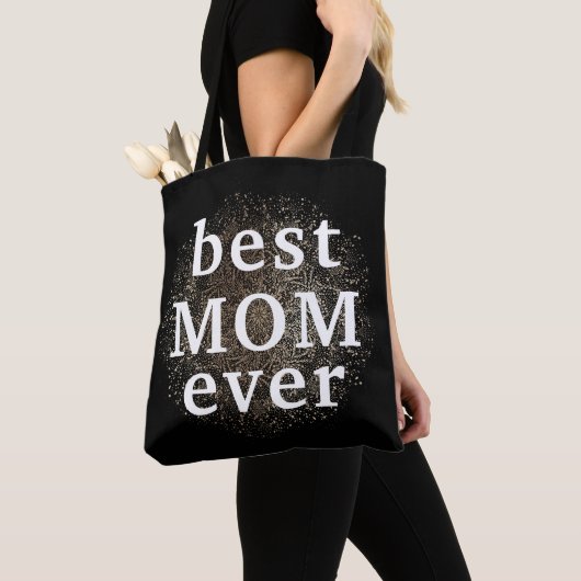 Wit Goud Bloemen MOM Formele Elegante Moederdag Tote Bag (Dichtbij)