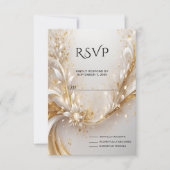 Wit Goud Bloemen RSVP-kaart RSVP Kaartje (Voorkant)
