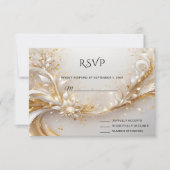 Wit Goud Bloemen RSVP-kaart RSVP Kaartje (Voorkant)