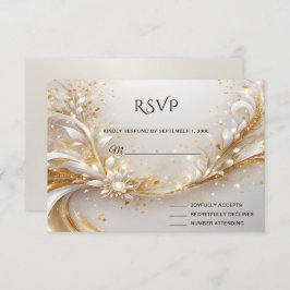Wit Goud Bloemen RSVP-kaart RSVP Kaartje