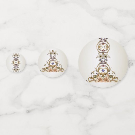 Wit Goud Bloemen Tafel Confetti (Achterkanten)