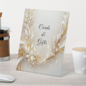 Wit Goud Bloemen Tafelblad Tekens Reclamebord Met Voetstuk (Insitu)