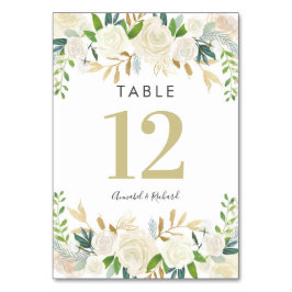 Wit & Goud Bloemen Tafelkaarten Kaart