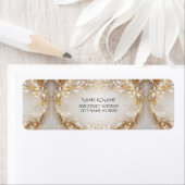 Wit Goud Bloemen Terugkeeradreslabel Etiket (Insitu)