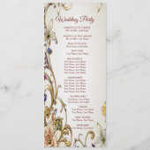 Wit Goud Bloemen Trouwprogramma Programmakaart (Achterkant)