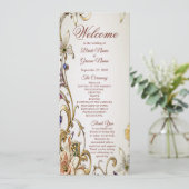 Wit Goud Bloemen Trouwprogramma Programmakaart (Staand voorkant)