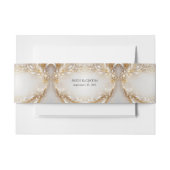 Wit Goud Bloemen Uitnodiging Belly Band Uitnodigingen Wikkel (Voorkant Voorbeeld)