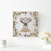 Wit Goud Bloemen Wandklok (Huis)