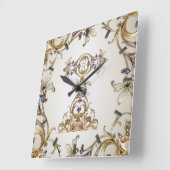 Wit Goud Bloemen Wandklok (Hoek)